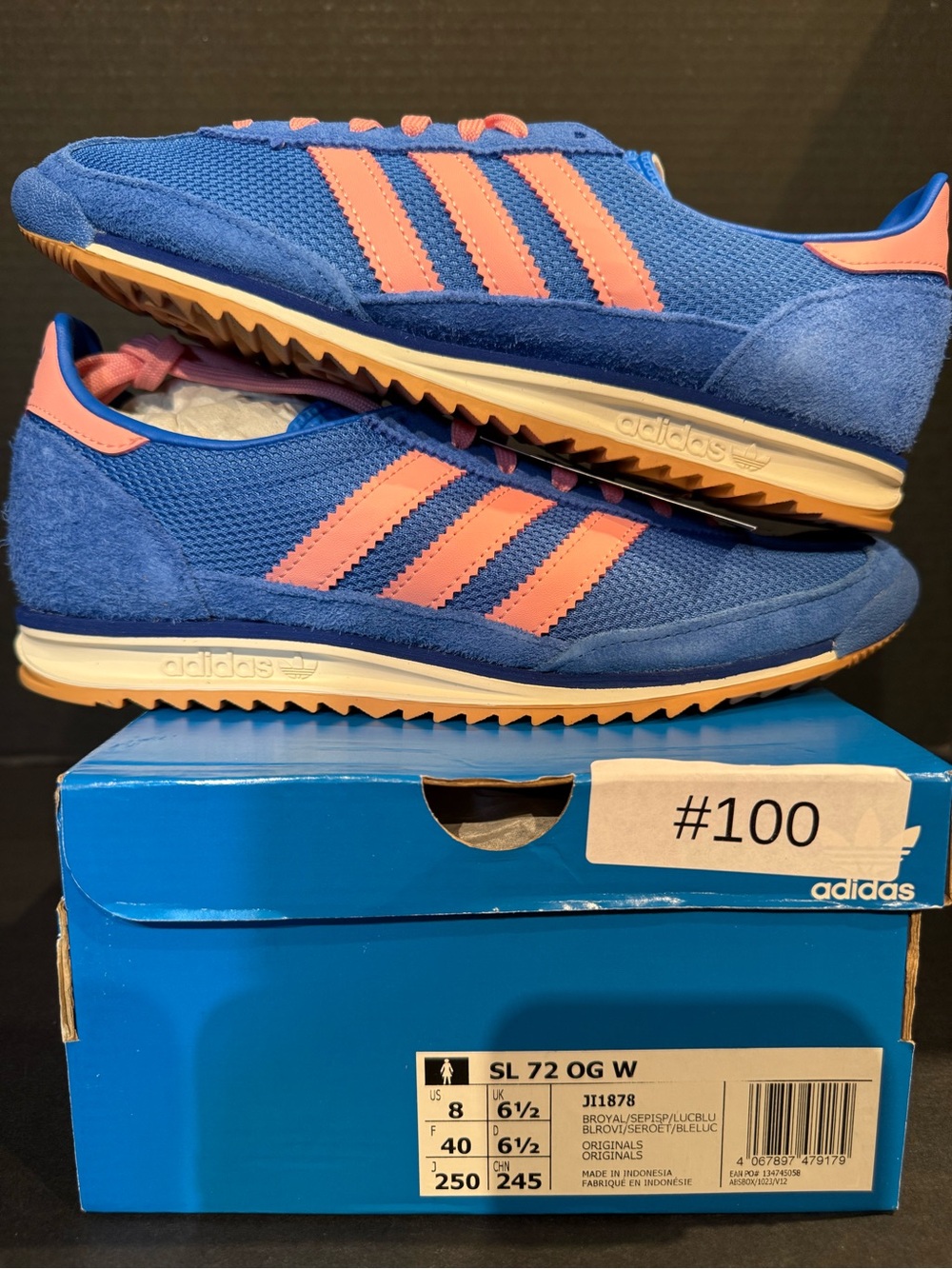 adidas SL 72 OG Women's Sneakers - Blue with Pink Accents size 8W